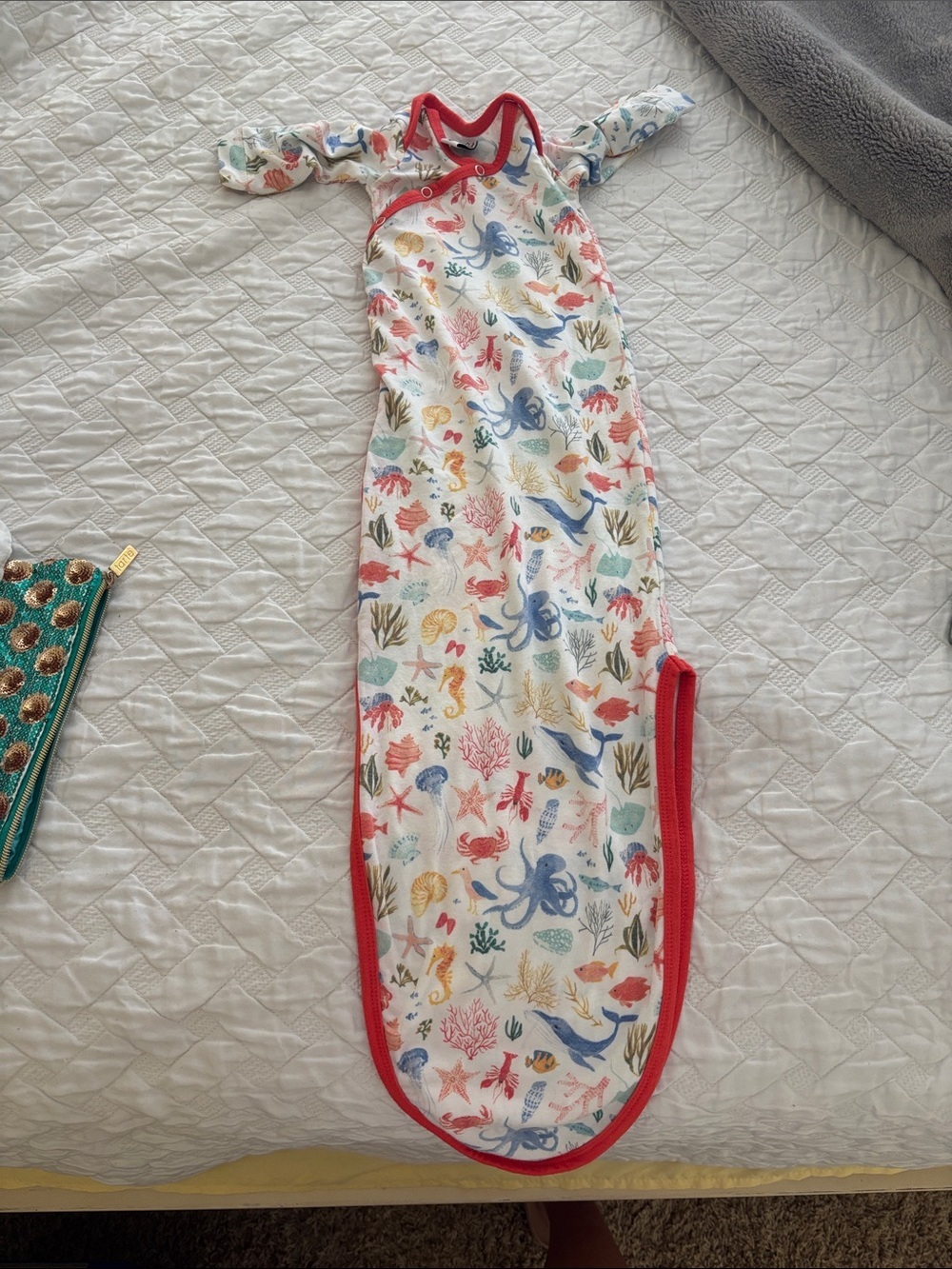 Unbranded Kids Sea Creature Sleep Sack Pajamas in Red Trim